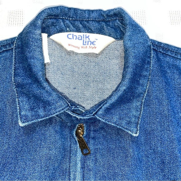 Vintage Chalk Line Mickey Mouse Denim Jacket Medium | Retro Disney Zip Up Size M - Picture 6 of 15